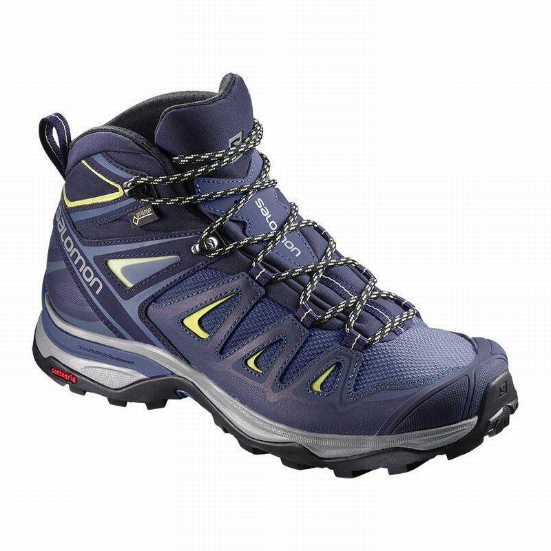 Salomon Israel X ULTRA 3 WIDE MID GORE-TEX - Womens Hiking Boots - Blue (YGXJ-92087)